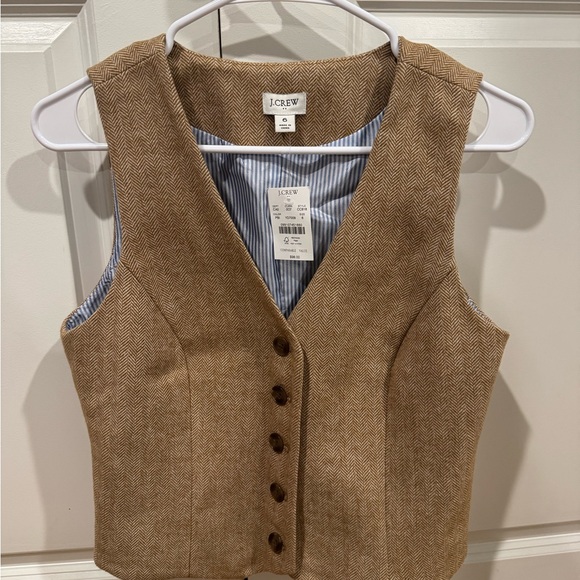 NWT J.Crew Tan Herringbone Vest - Picture 1 of 4